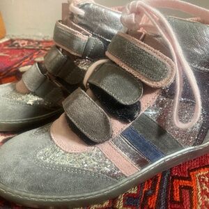 Serafini Jr, Italian Boutique Luxury High top sneakers for girls supple leather